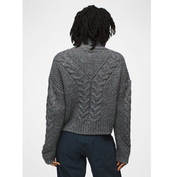 Prana Laurel Creek Quarter Zip Cable Sweater in Speckled Charcoal - Picture 2 of 11